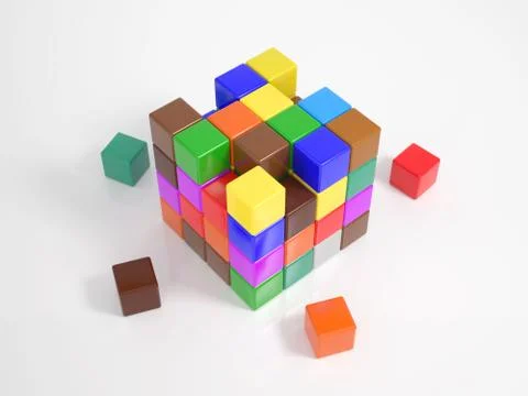 Many small cubes building a big cube Stock Illustration