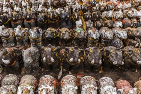 Many small elephant figures Stock Photos