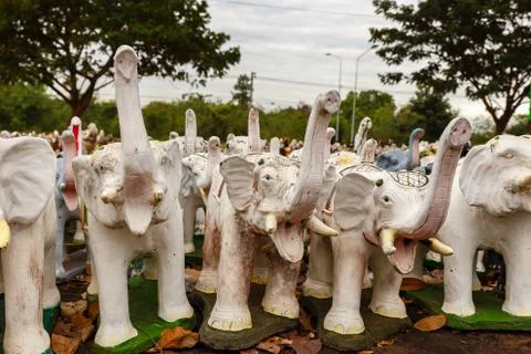 Many small elephant figures Stock Photos