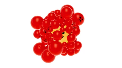 Many small emotion balls attraction to big emoji ball. Stock Footage 278787344
