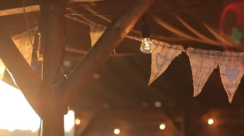 Many small flags on the rope Stock Footage 55545147