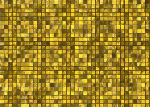 Many small gold square tile mosaic. pattern texture. abstract image Stock Illustration