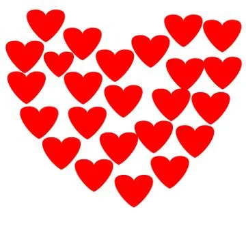 Many small heart create a big heart. love symbol with white background. Stock Illustration
