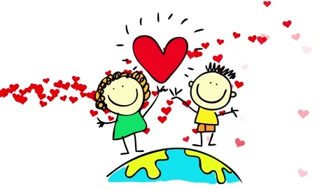 Many small hearts rushing through the left on the screen behind a couple Stock Footage 131177340