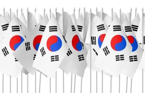 Many small korean flags seamless Stock Illustration