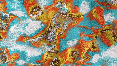 Many small particles forming waves, beautiful colorful colors Stock Footage 127923988