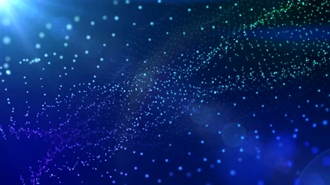 Many small particles move in rotation in space in the rays of light and glare Stock Footage 141373321