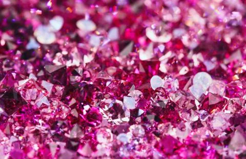 Many small ruby diamond stones, luxury background shallow depth of field Stock Photos