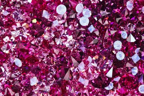 Many small ruby diamond stones, luxury background Fotos Stock