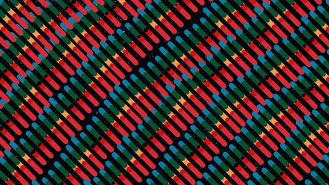 Many small shapes tubes flying moving and waving. Retro pattern in 60s 70s c Stock Footage 249102717