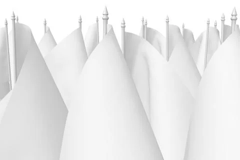 Many small white flags closeup Stock Illustration