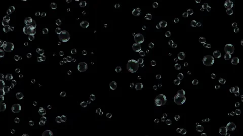 Many soap bubbles on the dark sky. Rainbow bubbles flying around. Stock Footage 302790978