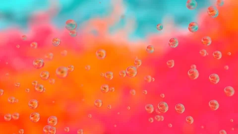 Many soapbubbles fly up on bright vivid background 4K 3D animation Stock Footage 195173786