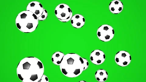 Many soccer balls falling down on chromakey background. Football.	 Stock Footage 168540210