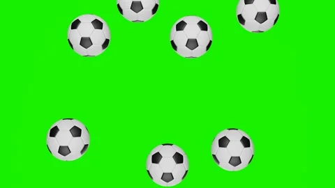 Many soccer balls falling down on chromakey background. Football. Stock Footage 200853385