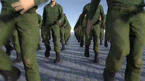 Many soldiers March front Vídeos de archivo 88292689