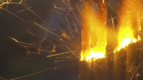 Many sparklers burning close up Stock Footage 139649989