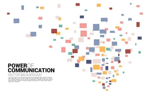 Many Speech bubble flow random background. Background for power of comment an Stock Illustration