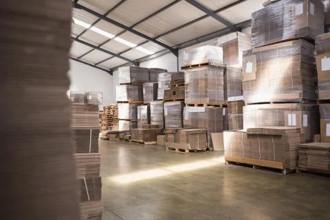 Many stack of cardboard boxes Stock Photos