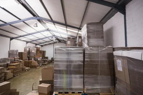 Many stack of cardboard boxes Stock Photos