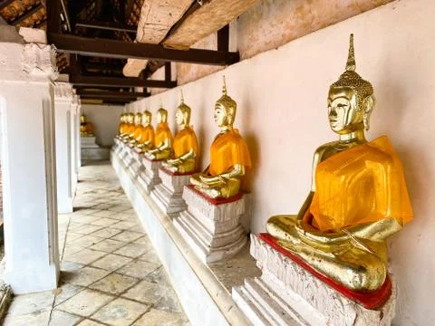 Many Statue buddha image in temple Stock Photos