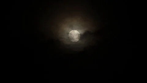 Many steps of fast moving clouds on the moon Stock Footage 84423449
