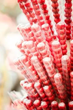 Many sugar-coated haws string Stock Photos