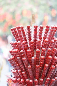 Many sugar-coated haws string Stock Photos