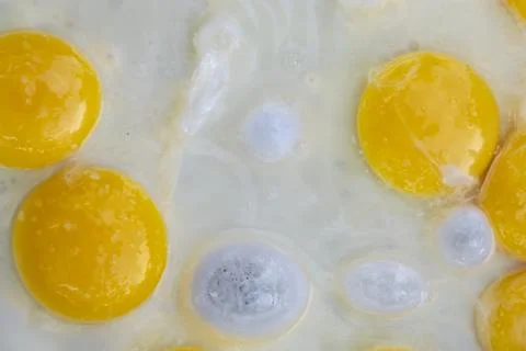 Many Sunny-Side Up Fried Eggs Closer UP Stock Photos