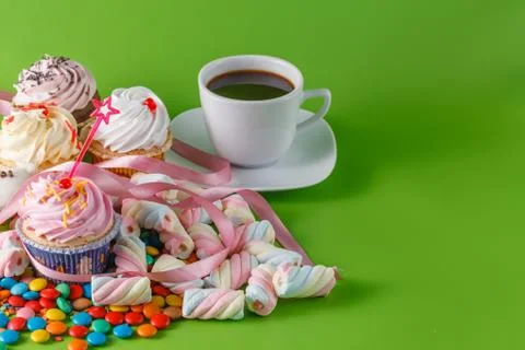 Many sweets with copytext Stock Photos