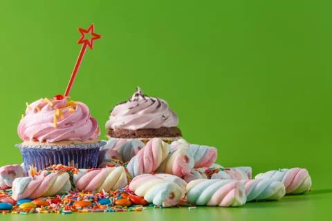 Many sweets with copytext Stock Photos