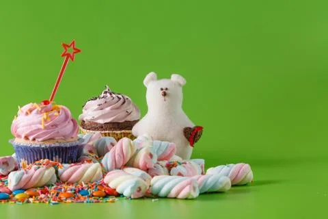 Many sweets with copytext Stock Photos