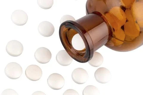 Many tablets with container Stock Photos