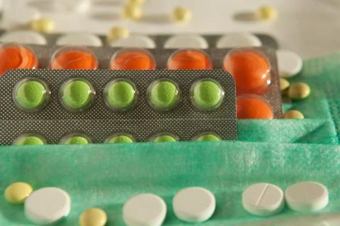 Many tablets on the mask Foto stock