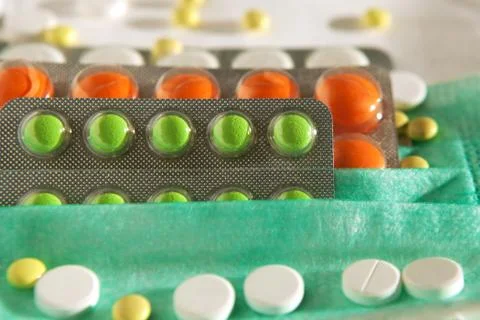 Many tablets on the mask Foto stock