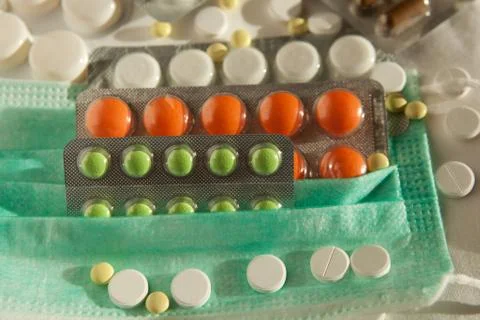 Many tablets on the mask Stock Photos