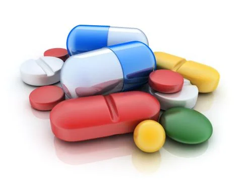 Many tablets on white background (done in 3d) Stockillustratie