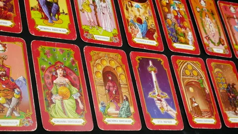 Many tarot cards Stock Footage 234994151