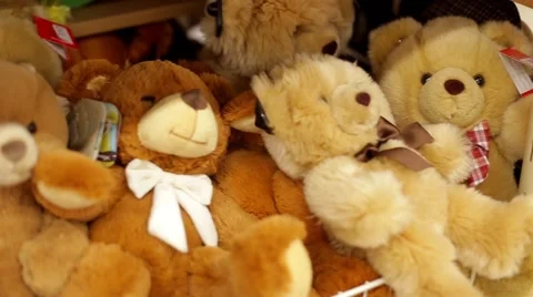 Many teddy Bear in stores Stock Footage 60119438