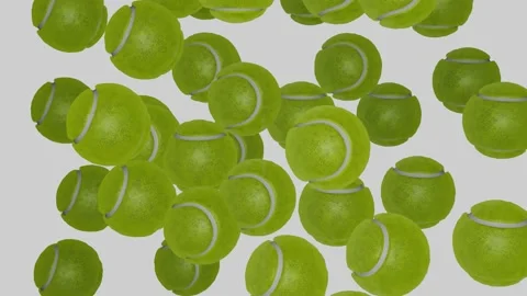 Many tennis balls falling down on white background. Sport concept. Stock Footage 171316815