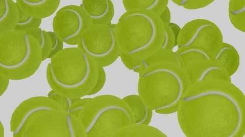 Many tennis balls fly into the camera on white background. Stock Footage 171122102