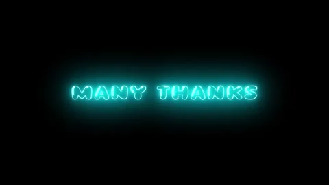 Many Thanks Text animation with neon glow line effect. Stock Footage 286142885
