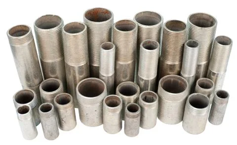 Many threaded pipes, isolated Stock Photos