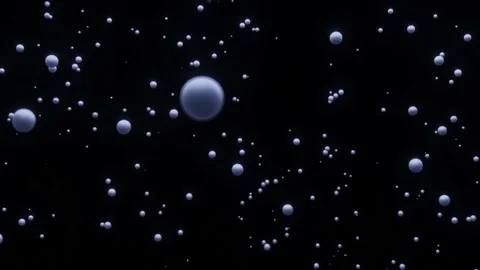 Many three-dimensional blue spheres fly on a black background. looped animated b Video stock 152366449