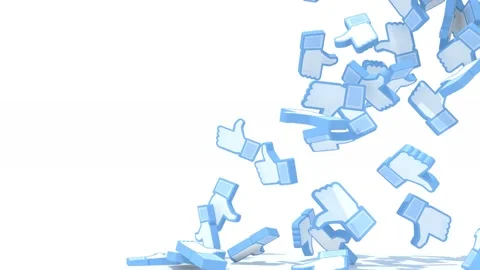 Many Thumb Up Icon on white background, 3d animation Stock Footage 131511773