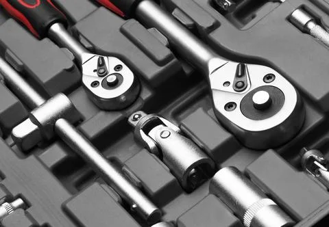 Many Tools on white background Stock Photos