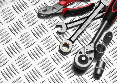 Many Tools on white background Foto stock