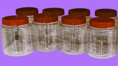 Many transparent plastic containers Stock Photos