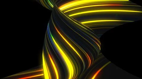 Many twisting glow lines, abstract computer generated backdrop, 3D render Stock Illustration