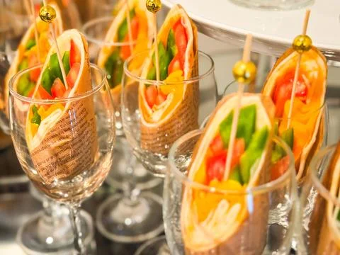 Many type of cocktail on disk ready to eat Stock Photos